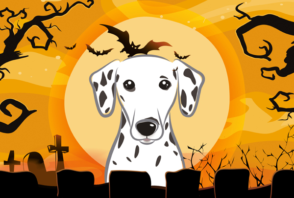 Halloween Dalmatian Fabric Placemat