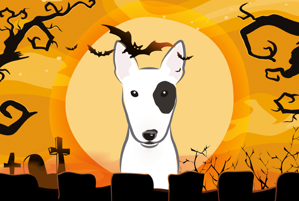 Halloween Bull Terrier Fabric Placemat
