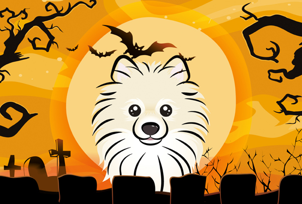 Halloween Pomeranian Fabric Placemat