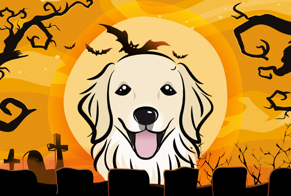 Halloween Golden Retriever Fabric Placemat