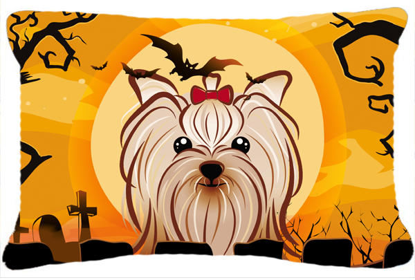 Halloween Yorkie Yorkishire Terrier Fabric Decorative Pillow