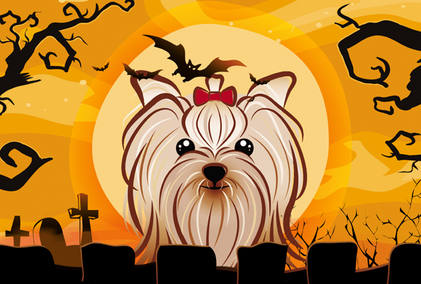 Halloween Yorkie Yorkishire Terrier Fabric Placemat
