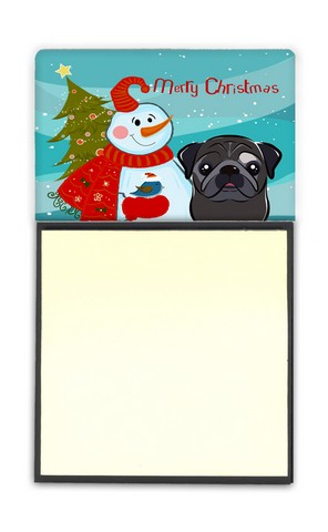 BB1883SN Snowman With Black Pug Sticky Note Holder