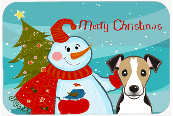 Picture of Carolines Treasures BB1881LCB Snowman With Jack Russell Terrier Glass Cutting Board- Large