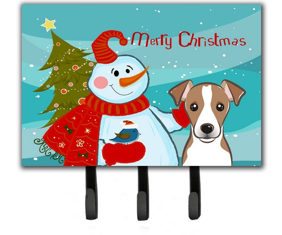 BB1880TH68 Snowman With Jack Russell Terrier Leash & Key Holder