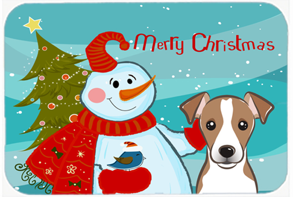 BB1880MP Snowman With Jack Russell Terrier Mouse Pad- Hot Pad & Trivet