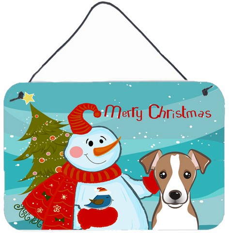 Snowman With Jack Russell Terrier Wall and Door Hanging Prints