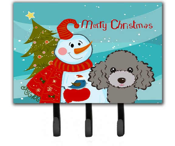 BB1879TH68 Snowman With Silver Gray Poodle Leash & Key Holder