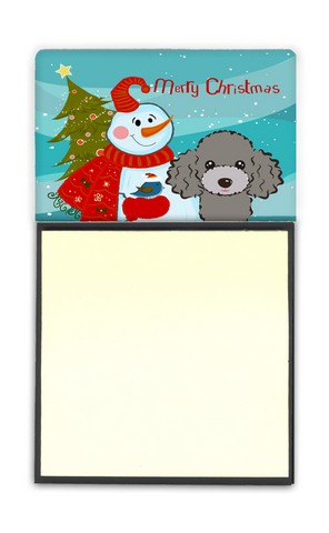 BB1879SN Snowman With Silver Gray Poodle Sticky Note Holder