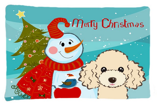Snowman With Buff Poodle Fabric Standard Pillowcase