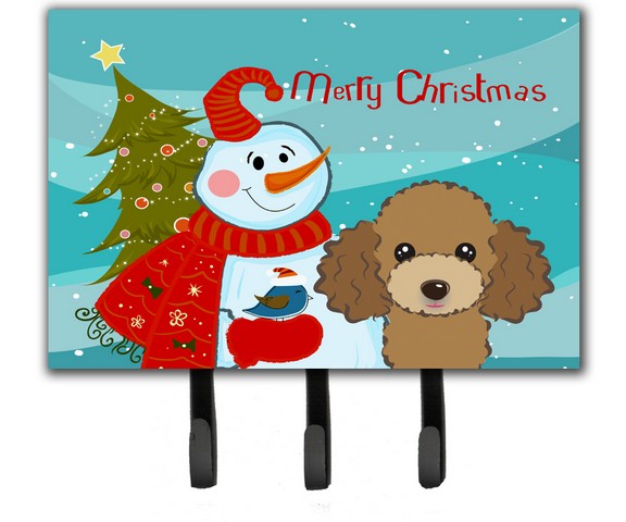 BB1876TH68 Snowman With Chocolate Brown Poodle Leash & Key Holder
