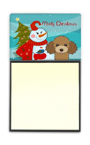 BB1876SN Snowman With Chocolate Brown Poodle Sticky Note Holder