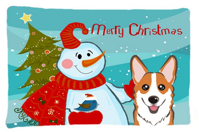 Snowman With Red Corgi Fabric Standard Pillowcase