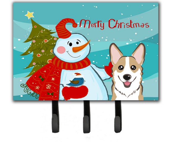 Snowman With Sable Corgi Leash & Key Holder