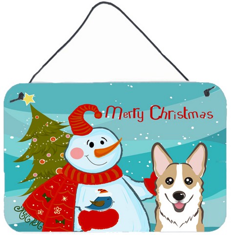 Snowman With Sable Corgi Wall and Door Hanging Prints