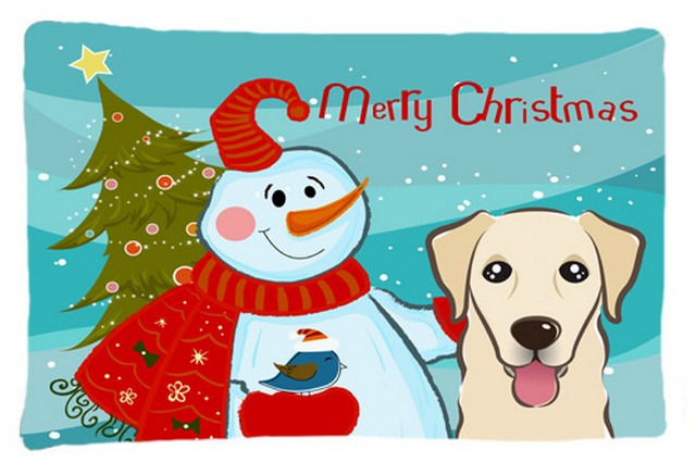 Snowman With Golden Retriever Fabric Standard Pillowcase