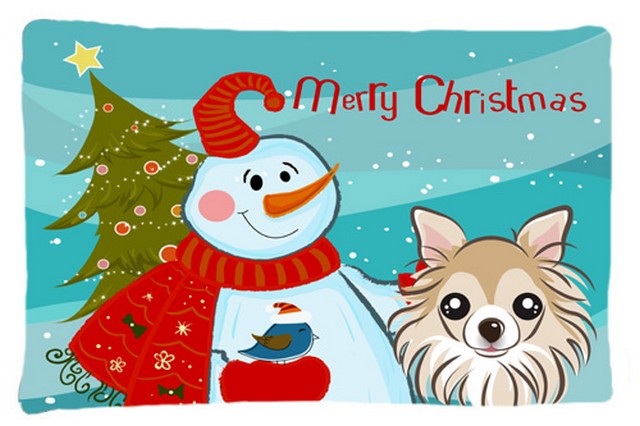 Snowman With Chihuahua Fabric Standard Pillowcase