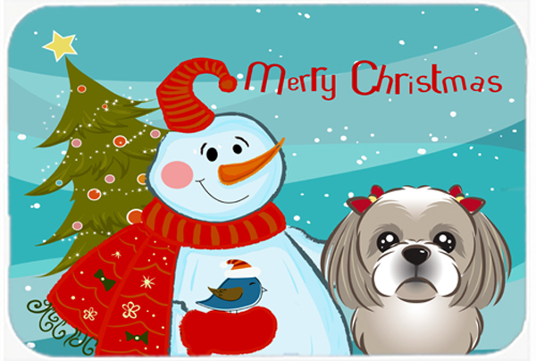 BB1870MP Snowman With Gray Silver Shih Tzu Mouse Pad- Hot Pad & Trivet