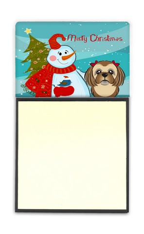Snowman With Chocolate Brown Shih Tzu Sticky Note Holder