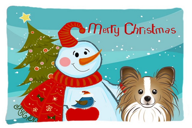 Snowman With Papillon Fabric Standard Pillowcase