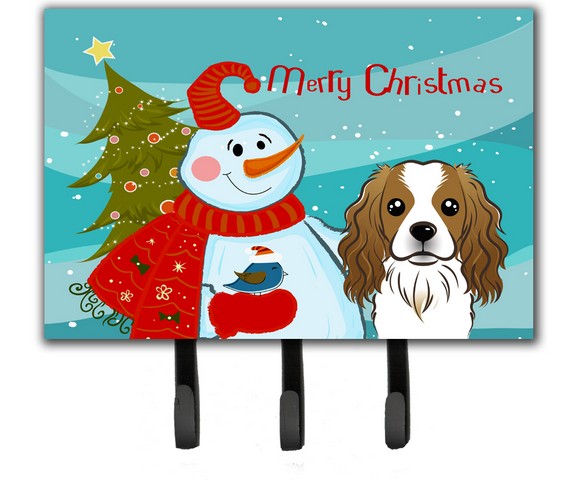 Snowman With Cavalier Spaniel Leash & Key Holder