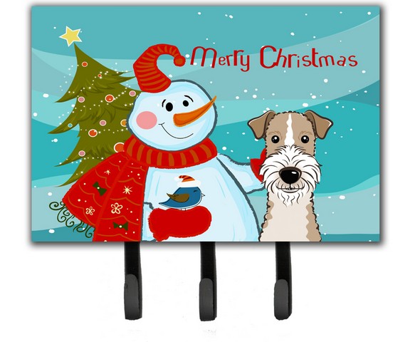 BB1867TH68 Snowman With Wire Haired Fox Terrier Leash & Key Holder