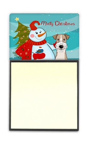 BB1867SN Snowman With Wire Haired Fox Terrier Sticky Note Holder