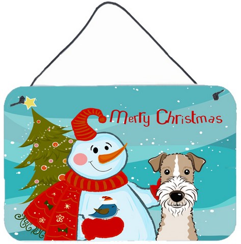 Snowman With Wire Haired Fox Terrier Wall and Door Hanging Prints