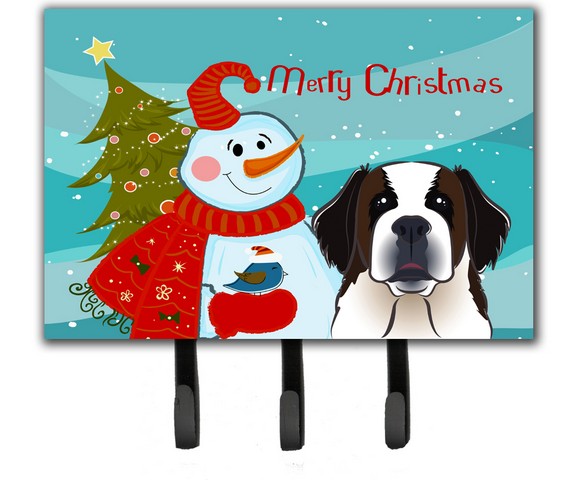 BB1866TH68 Snowman With Saint Bernard Leash & Key Holder