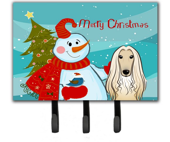 BB1864TH68 Snowman With Afghan Hound Leash & Key Holder