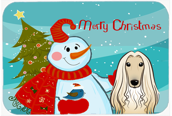 Picture of Carolines Treasures BB1864LCB Snowman With Afghan Hound Glass Cutting Board- Large