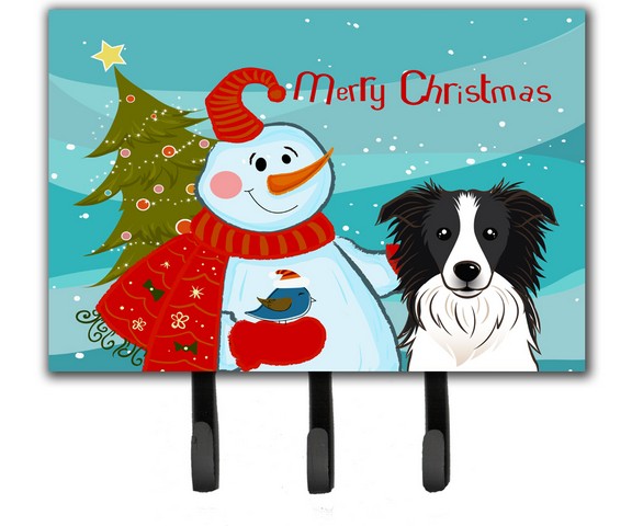 BB1861TH68 Snowman With Border Collie Leash & Key Holder