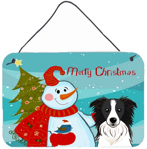 Snowman With Border Collie Wall and Door Hanging Prints
