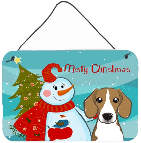 Snowman With Beagle Wall and Door Hanging Prints