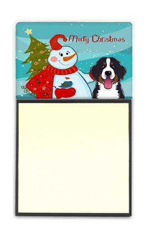 BB1857SN Snowman With Bernese Mountain Dog Sticky Note Holder