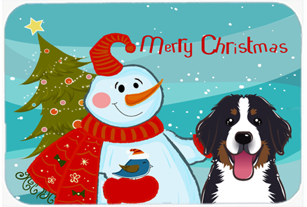 Picture of Carolines Treasures BB1857LCB Snowman With Bernese Mountain Dog Glass Cutting Board- Large