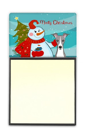 BB1856SN Snowman With Italian Greyhound Sticky Note Holder
