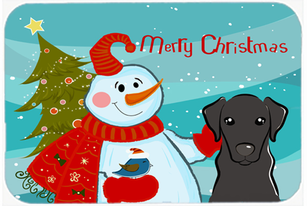 Picture of Carolines Treasures BB1855LCB Snowman With Black Labrador Glass Cutting Board- Large