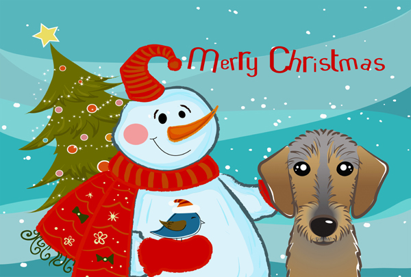 BB1853PLMT Snowman With Wirehaired Dachshund Fabric Placemat