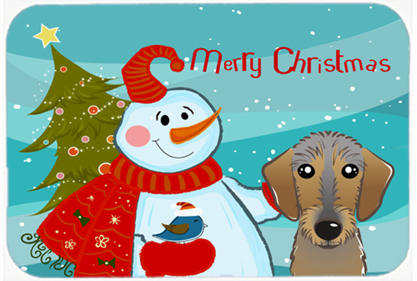 Picture of Carolines Treasures BB1853LCB Snowman With Wirehaired Dachshund Glass Cutting Board- Large