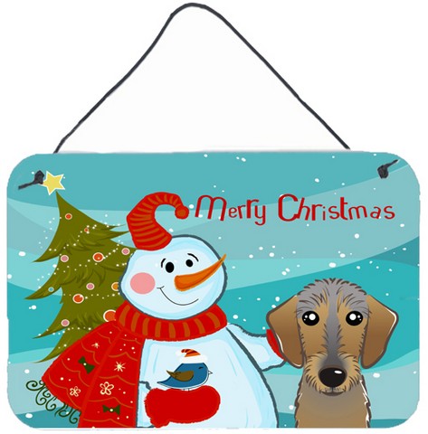 Snowman With Wirehaired Dachshund Wall and Door Hanging Prints
