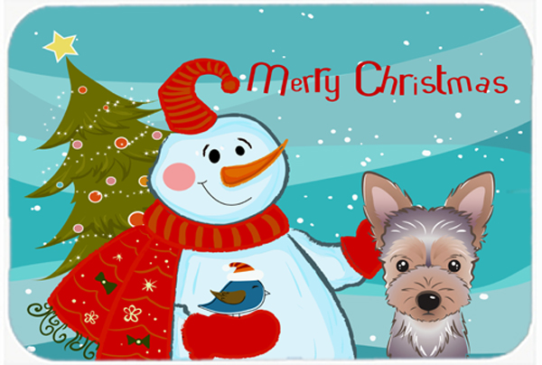 Picture of Carolines Treasures BB1852LCB Snowman With Yorkie Puppy Glass Cutting Board- Large