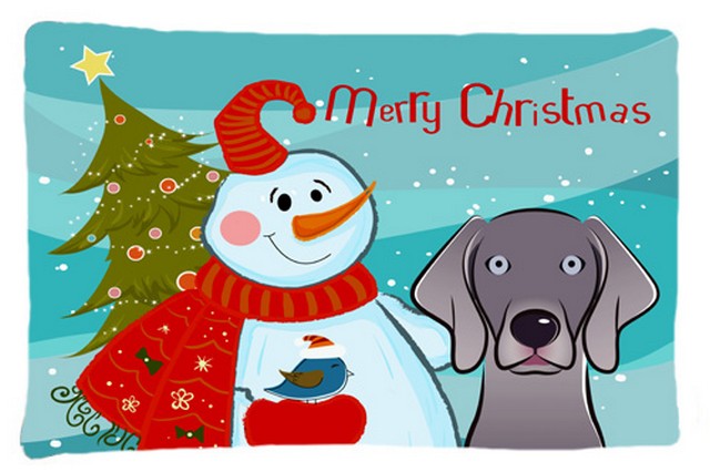 Snowman With Weimaraner Fabric Standard Pillowcase
