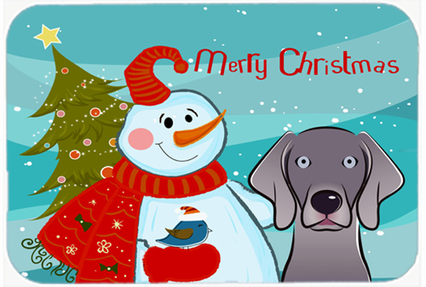 BB1851MP Snowman With Weimaraner Mouse Pad- Hot Pad & Trivet