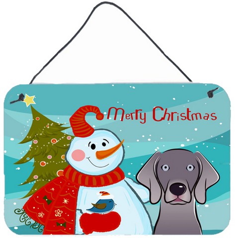 Snowman With Weimaraner Wall and Door Hanging Prints