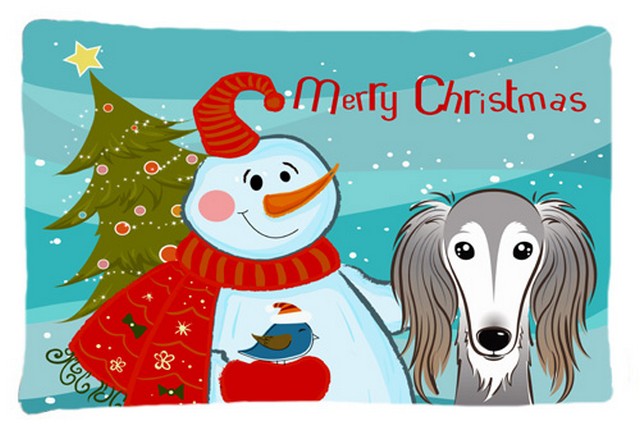 Snowman With Saluki Fabric Standard Pillowcase