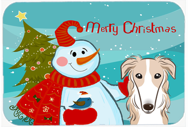 Picture of Carolines Treasures BB1848LCB Snowman With Borzoi Glass Cutting Board- Large