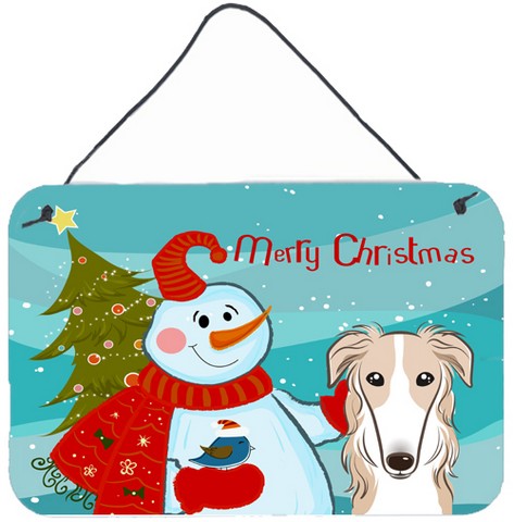 Snowman With Borzoi Wall and Door Hanging Prints