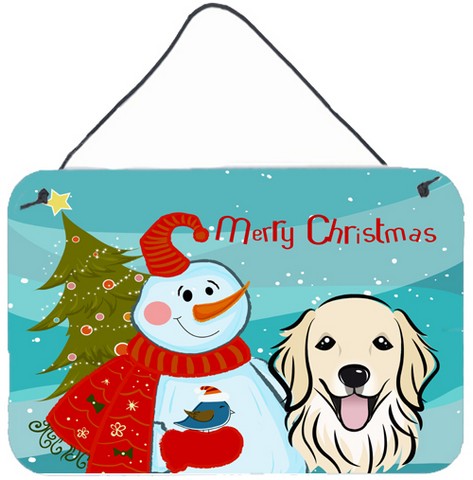 Snowman With Golden Retriever Wall and Door Hanging Prints