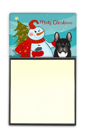 BB1847SN Snowman With French Bulldog Sticky Note Holder